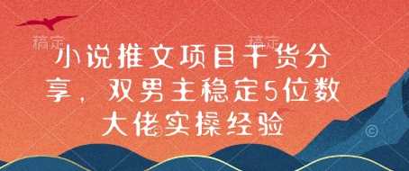 小说推文项目干货分享，双男主稳定5位数大佬实操经验多鑫网-专注分享网络创业落地实操课程 – 全网首发_高质量项目输出多鑫网