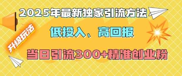 2025年最新独家引流方法，低投入高回报？当日引流300+精准创业粉多鑫网-专注分享网络创业落地实操课程 – 全网首发_高质量项目输出多鑫网