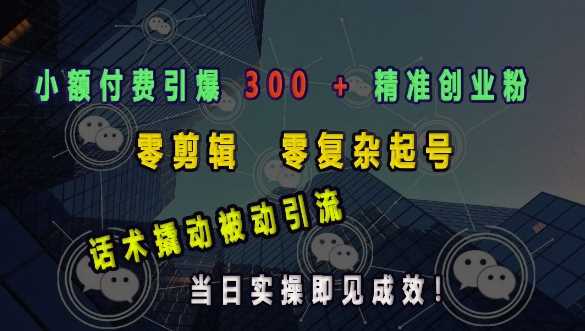 小额付费引爆 300 + 精准创业粉，零剪辑、零复杂起号，话术撬动被动引流，当日实操即见成效多鑫网-专注分享网络创业落地实操课程 – 全网首发_高质量项目输出多鑫网