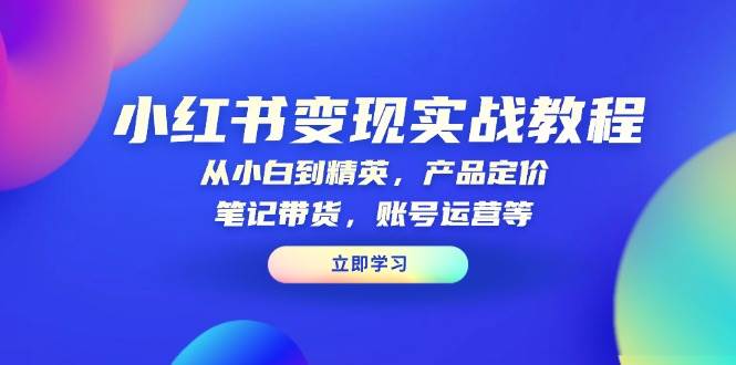 （13923期）小红书变现实战教程：从小白到精英，产品定价，笔记带货，账号运营等多鑫网-专注分享网络创业落地实操课程 – 全网首发_高质量项目输出多鑫网