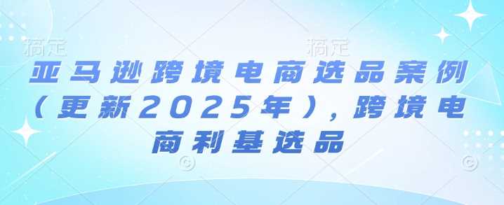 亚马逊跨境电商选品案例(更新2025年)，跨境电商利基选品多鑫网-专注分享网络创业落地实操课程 – 全网首发_高质量项目输出多鑫网