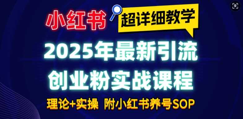 2025年最新小红书引流创业粉实战课程【超详细教学】小白轻松上手，月入1W+，附小红书养号SOP多鑫网-专注分享网络创业落地实操课程 – 全网首发_高质量项目输出多鑫网